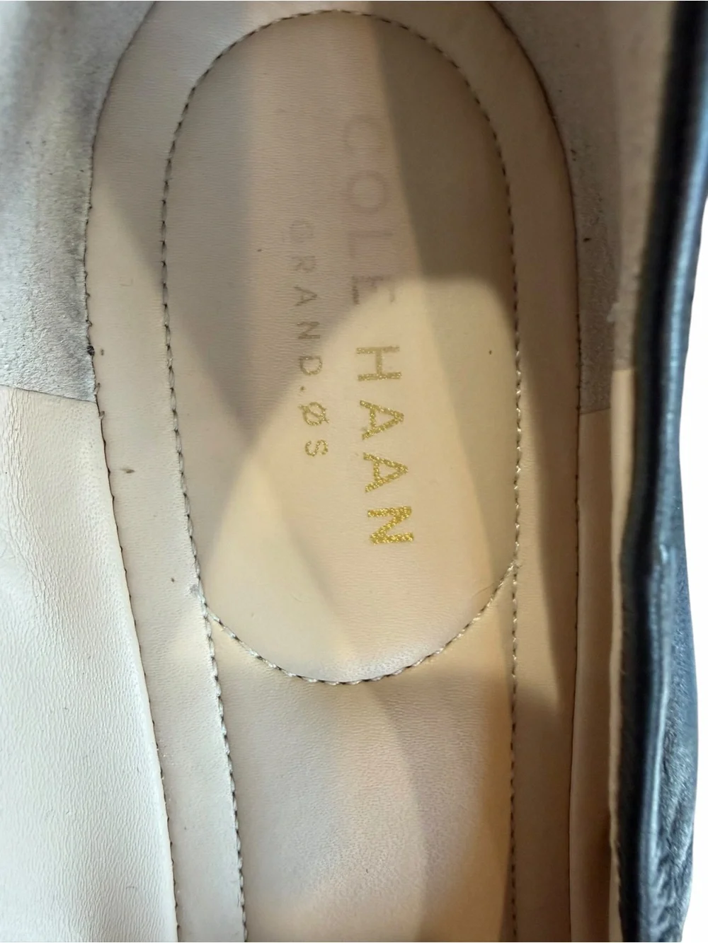 Cole Haan Grand.OS Black Leather Patent Toe Wedge Shoes Size 7B